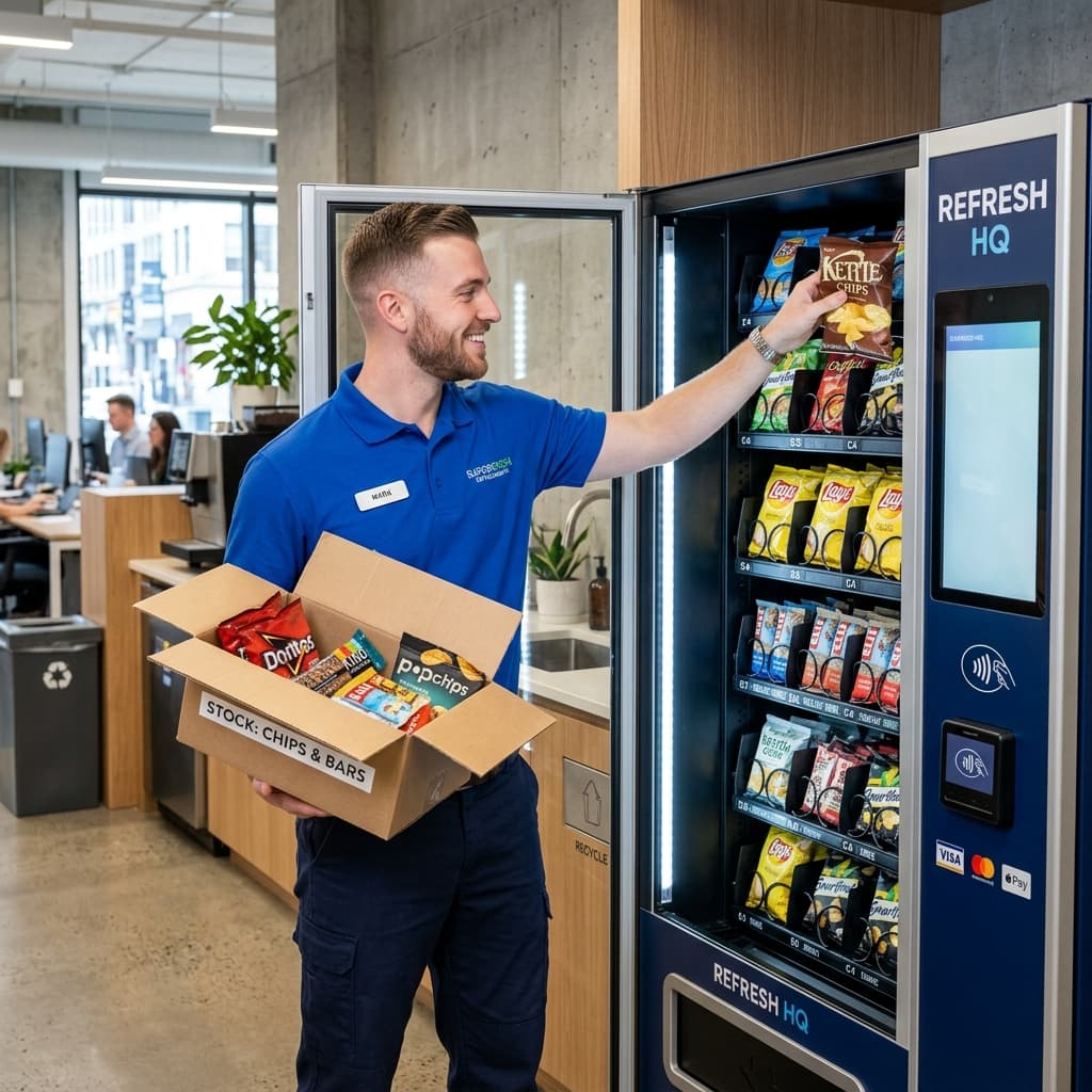 Illustration of a vending service professional